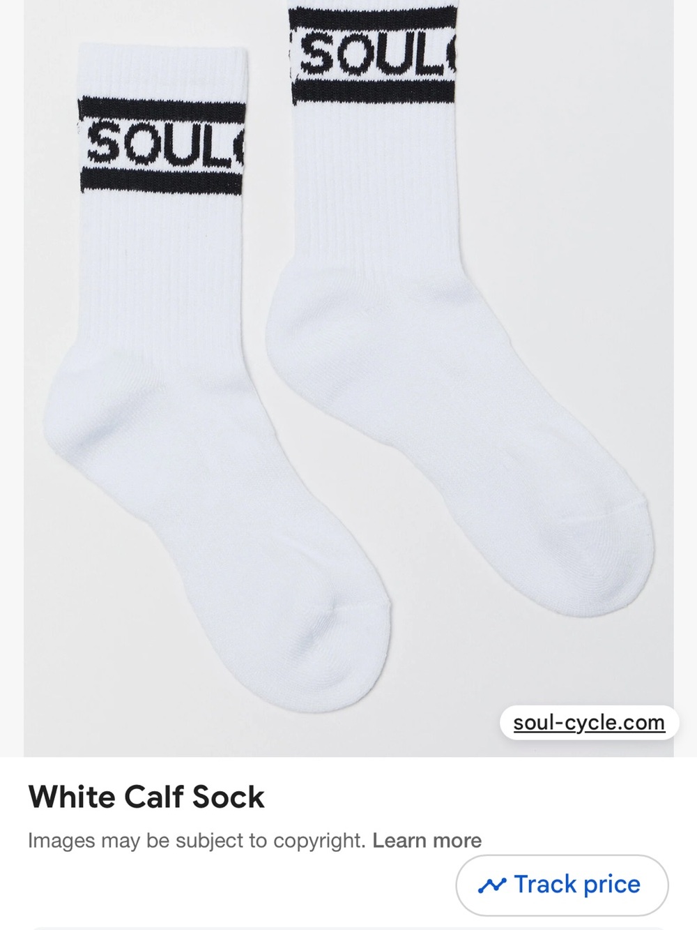 soulcycle White calf Socks with Black Logo Band